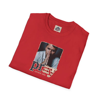 Remembering Charlie Kirk - Pray T-shirt (www.patriotcharlie.com)
