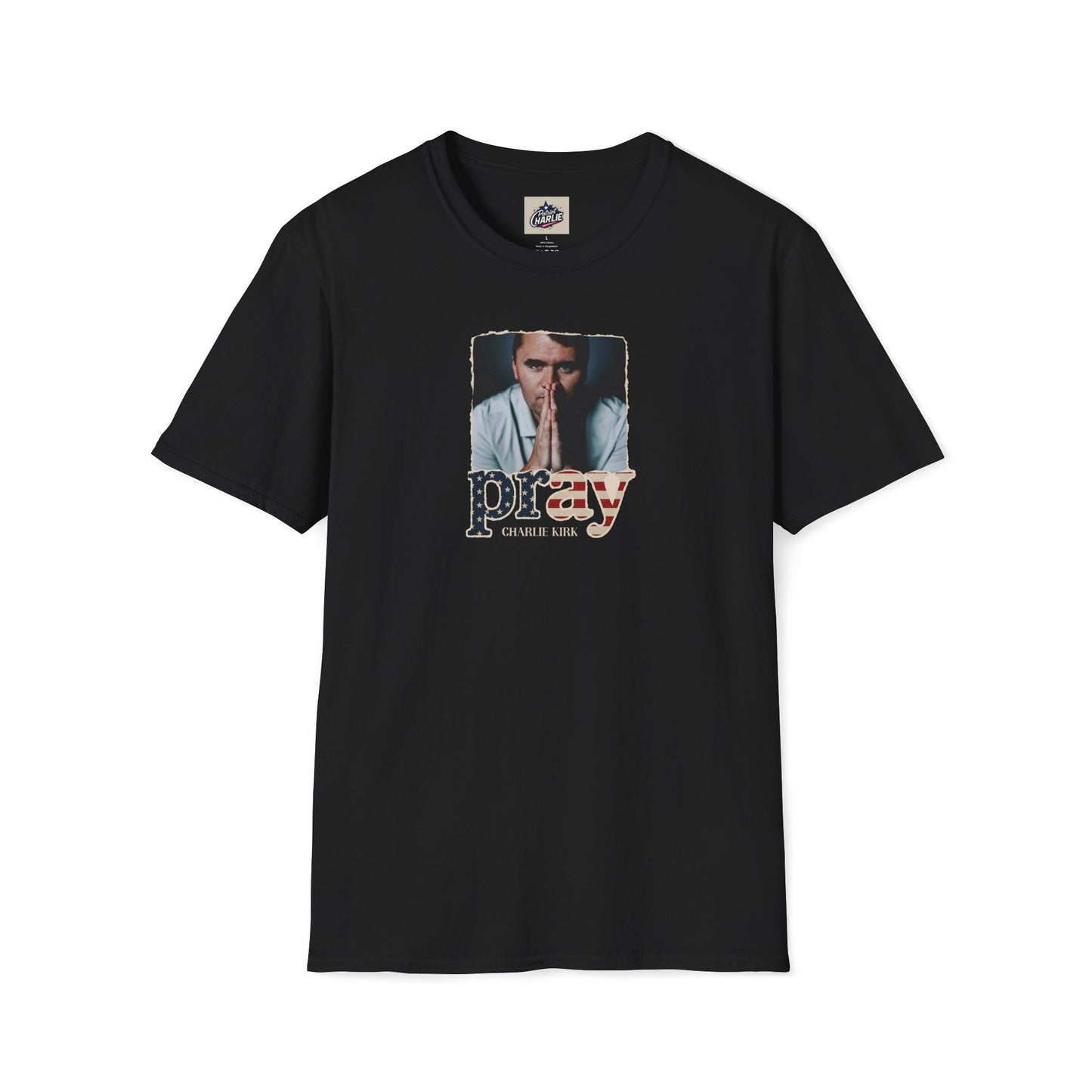 Remembering Charlie Kirk - Pray T-shirt (www.patriotcharlie.com)
