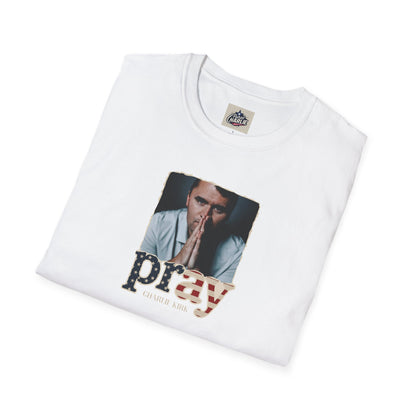 Remembering Charlie Kirk - Pray T-shirt (www.patriotcharlie.com)