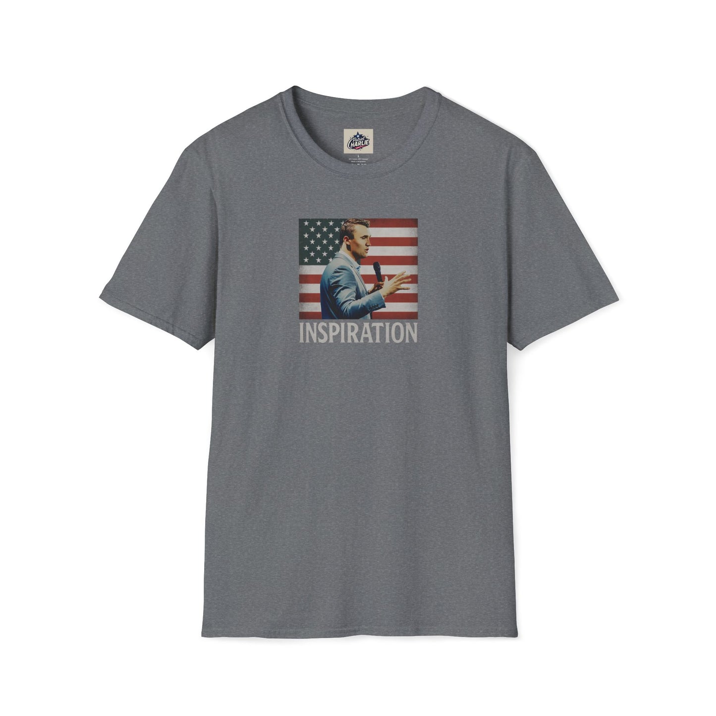 Remembering Charlie Kirk - 'Inspiration' T-Shirt (www.patriotcharlie.com)